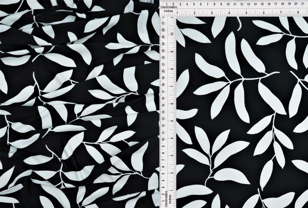 KNT1389-Q11215 / BLACK / 96%POLY 4%SPAN DTY LEAF PRINT