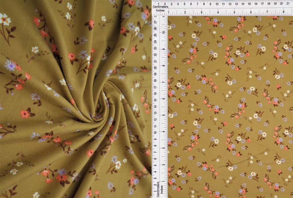 KNT2100-MS10091 / OLIVE VINTAGE / 96%POLY 4%SPAN DTY BRUSH DITSY FLORAL/FLOWER