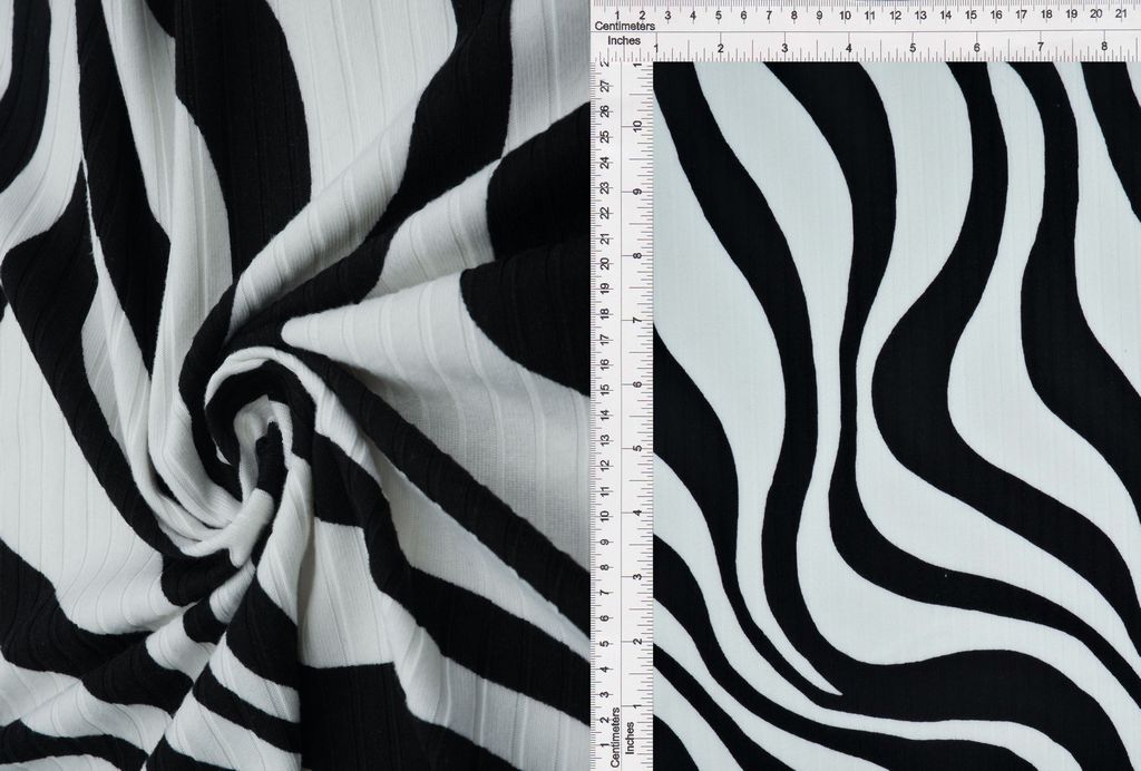 KNT4135-MS10129 / BLACK / 96%POLY 4%SPAN 8X3 YUMMY RIB ABSTRACT,ZEBRA