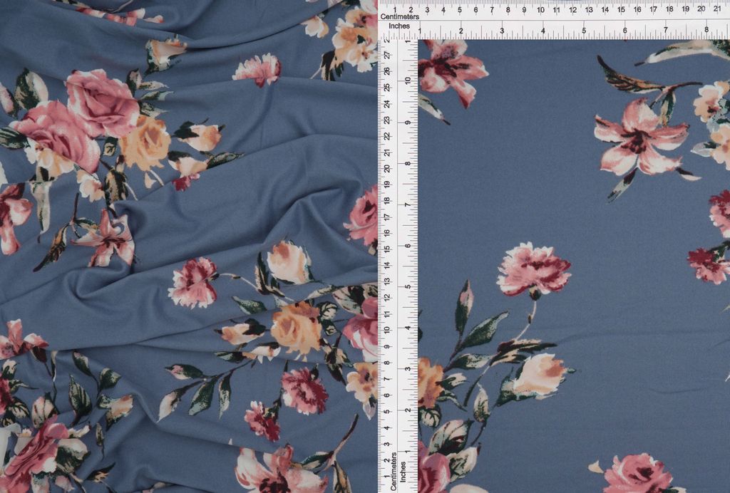 KNT2100-Q11115 / DENIM PINK / 96%POLY 4%SPAN DTY BRUSHED FLORAL/FLOWER PRINT
