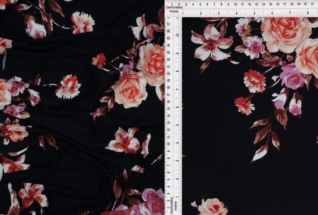 KNT2100-Q11115 / BLK ORCHID / 96%POLY 4%SPAN DTY BRUSHED FLORAL/FLOWER PRINT