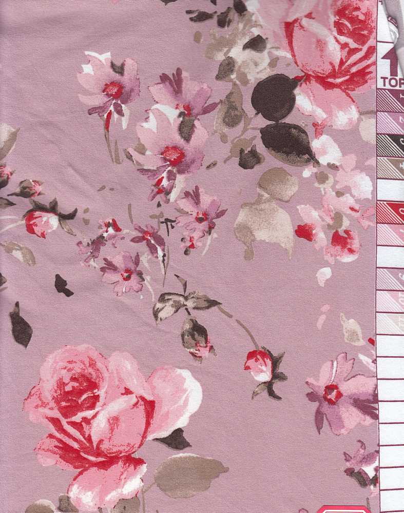 KNT2100-Q90628 / MAUVE BLUSH / 96%POLY 4%SPAN DTY BRUSHED FLORAL/FLOWER PRINT