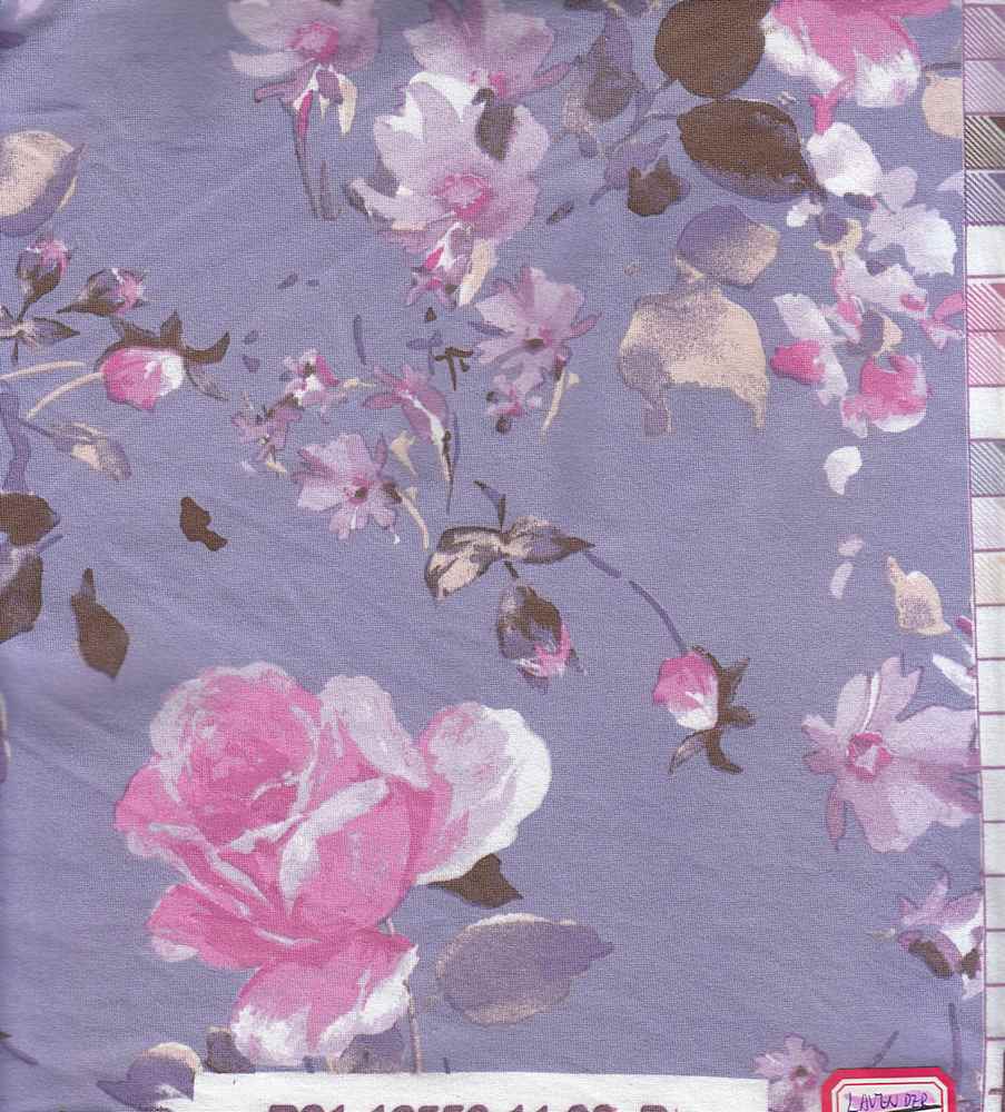 KNT2100-Q90628 / LAVENDER ORCHID / 96%POLY 4%SPAN DTY BRUSHED FLORAL/FLOWER PRINT