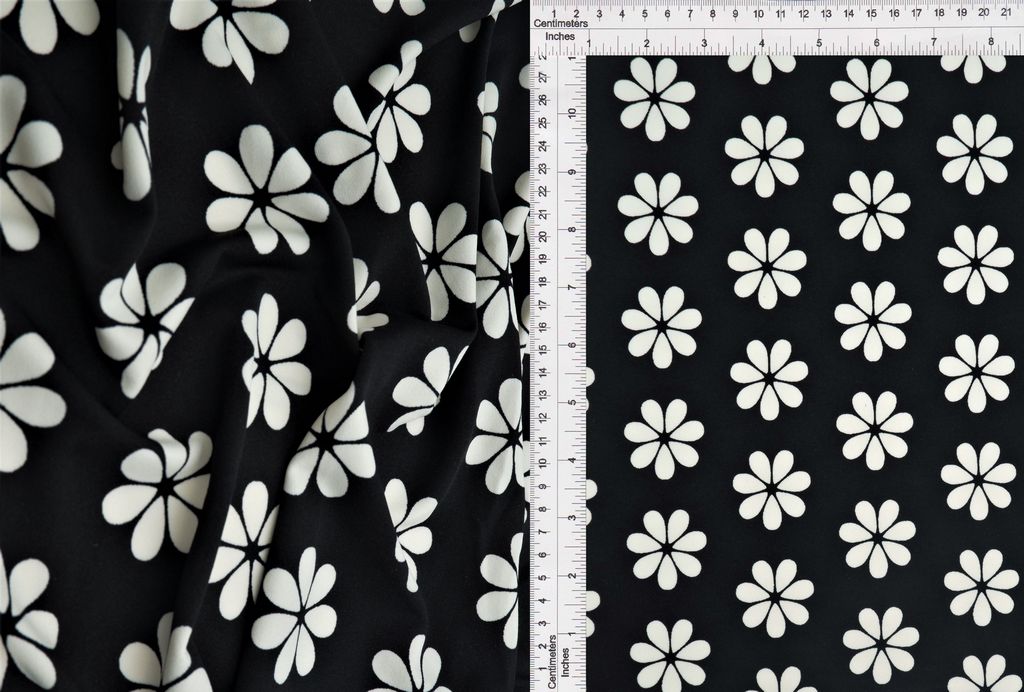 KNT1389-Q20302 / BLK/IVORY / 96%POLY 4%SPAN DTY FLOWER/FLORAL PRINT