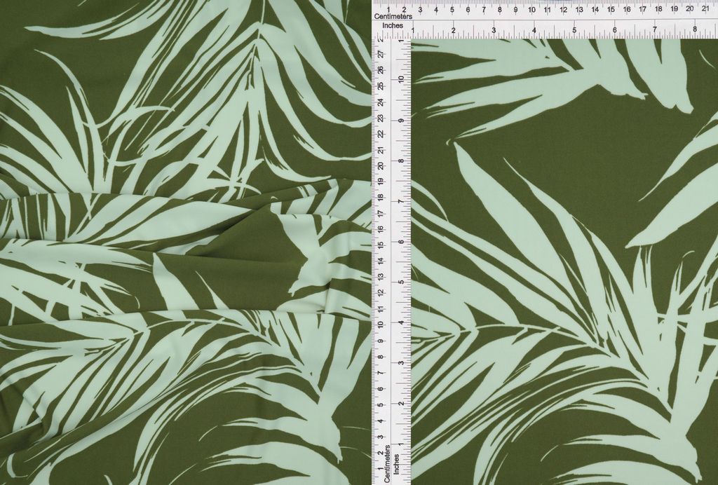 KNT1389-Q10715 / OLIVE / 96%POLY 4%SPAN DTY TROPICAL PRINT