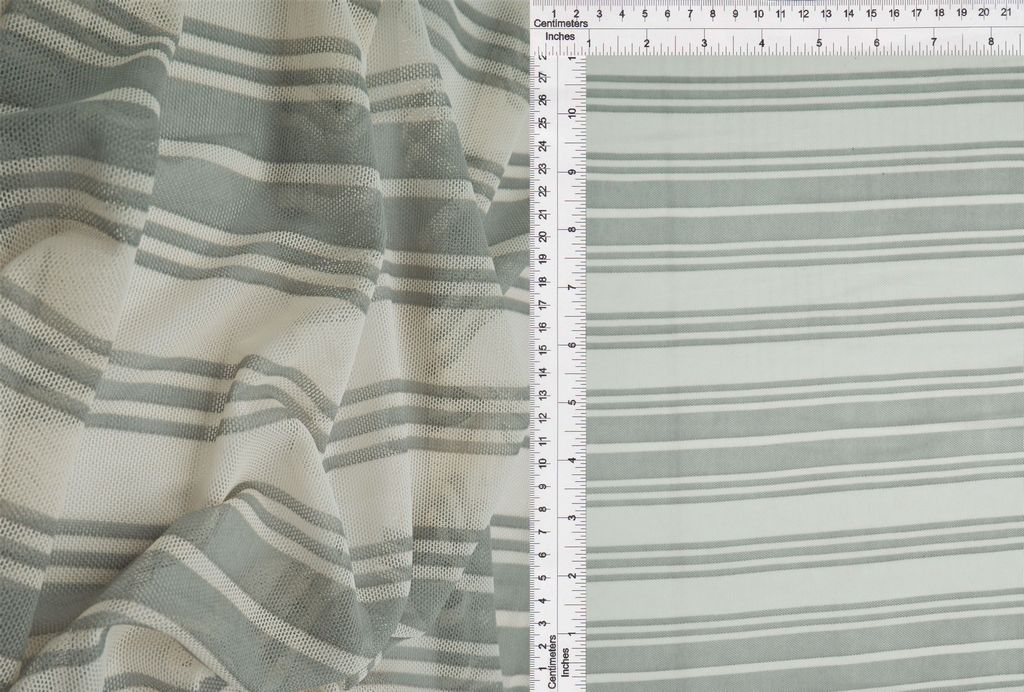 MESH-Q20212 / IVORY/SILVER / 97%POLY 3%SPAN MESH HORIZONTAL STRIPE PRINT