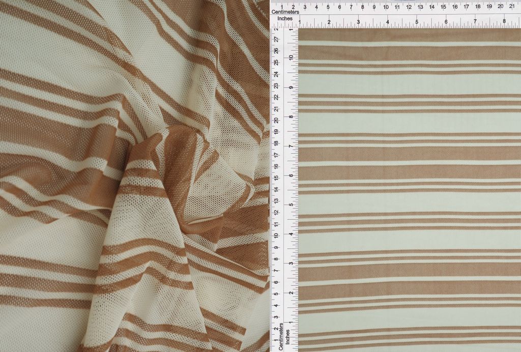 MESH-Q20212 / IVORY/CLAY / 97%POLY 3%SPAN MESH HORIZONTAL STRIPE PRINT