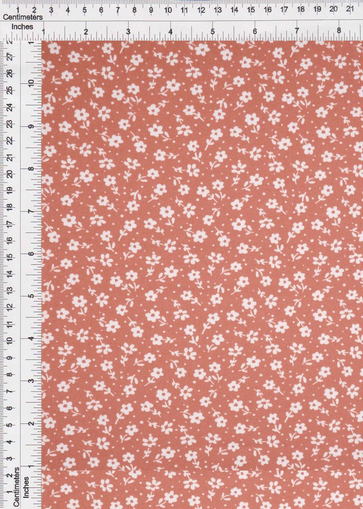 KNT2100-Q90322 / CLAY/WHT / 96%POLY 4%SPAN DTY BRUSHED DITSY FLORAL PRINT