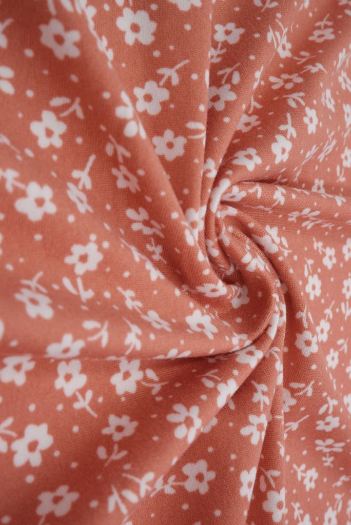 KNT2100-Q90322 / CLAY/WHT / 96%POLY 4%SPAN DTY BRUSHED DITSY FLORAL PRINT