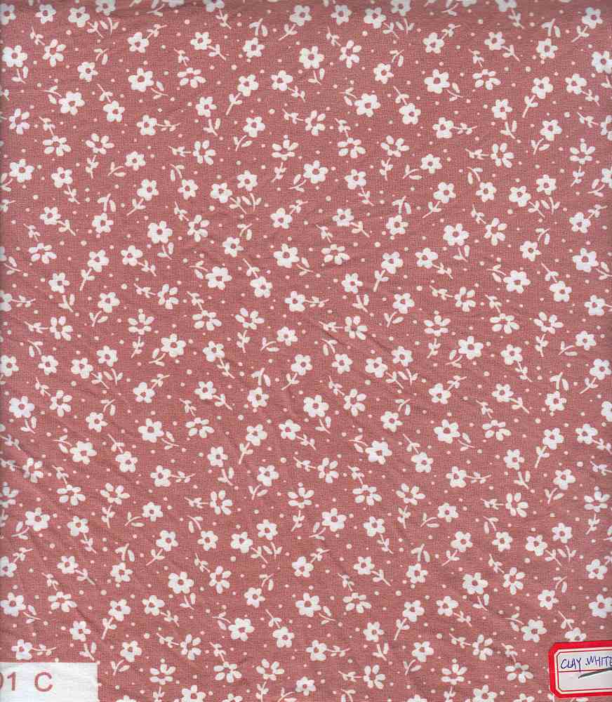 KNT2100-Q90322 / CLAY/WHT / 96%POLY 4%SPAN DTY BRUSHED DITSY FLORAL PRINT