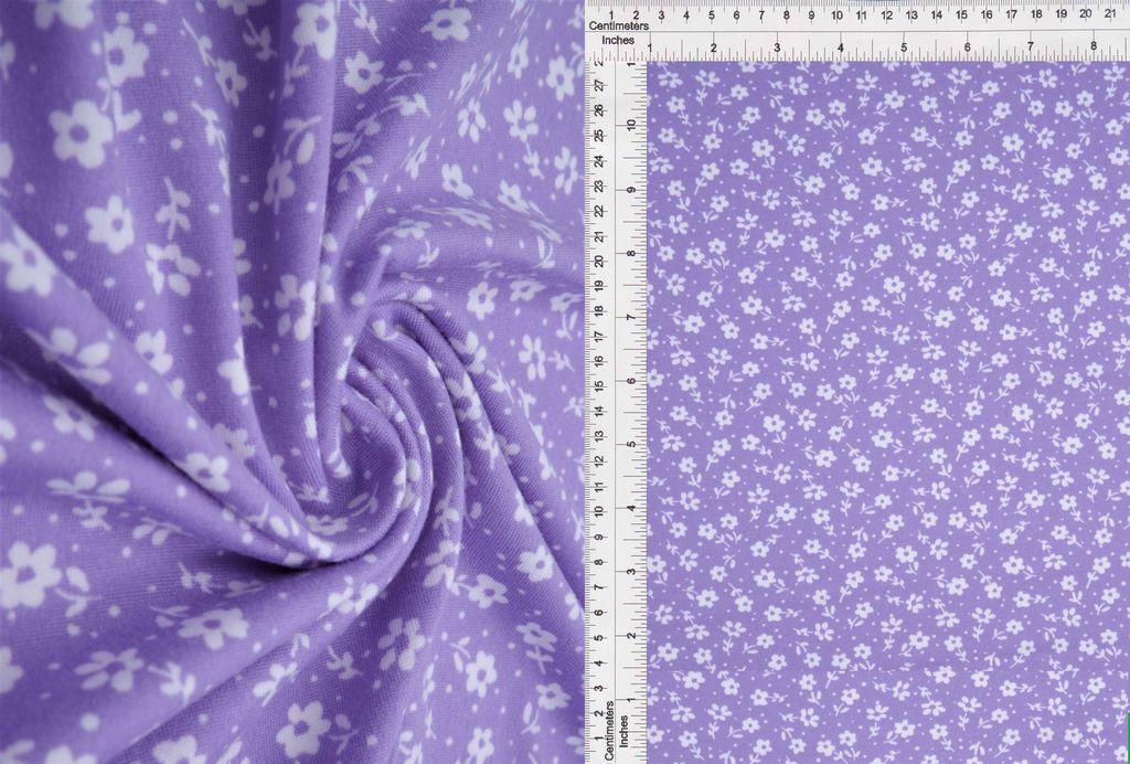 KNT2100-Q90322 / LAVENDER/WHT / 96%POLY 4%SPAN DTY BRUSHED DITSY FLORAL PRINT