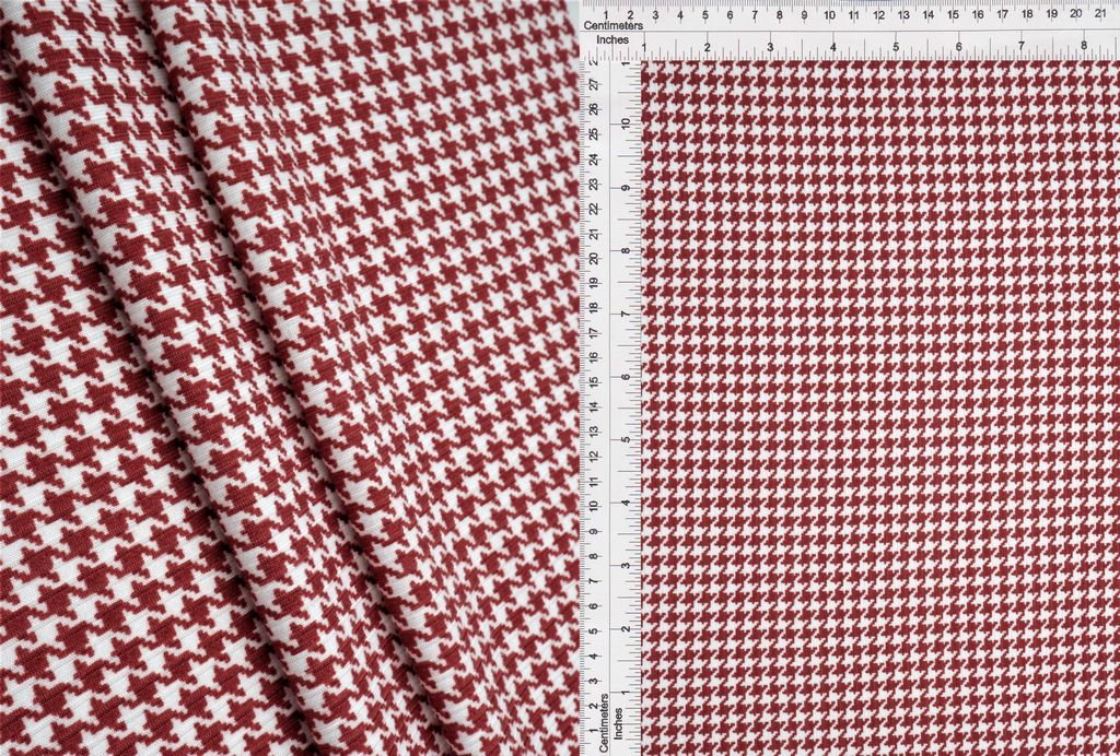KNT3422-MS10150 / ROSE DK / 96%POLY 4%SPAN 4X2 YUMMY RIB HOUNDSTOOTH PRINT
