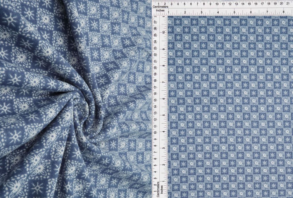 KNT2100-MS10169 / DENIM / 96%POLY 4%SPAN DTY BRUSH GEOMETRIC