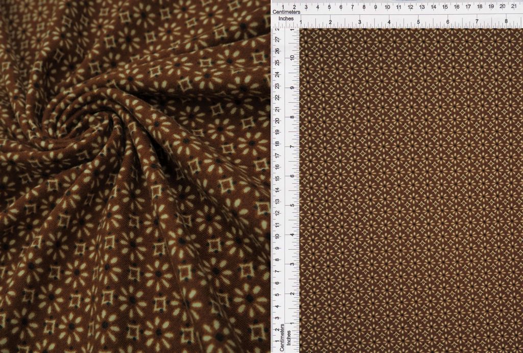 KNT2100-MS10082 / BROWN / 96%POLY 4%SPAN DTY BRUSH GEOMETRIC FLOWER