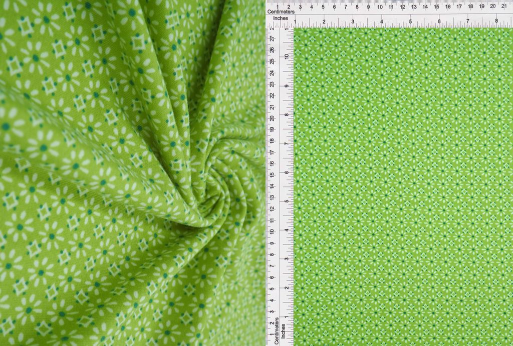 KNT2100-MS10082 / LIME / 96%POLY 4%SPAN DTY BRUSH GEOMETRIC FLOWER