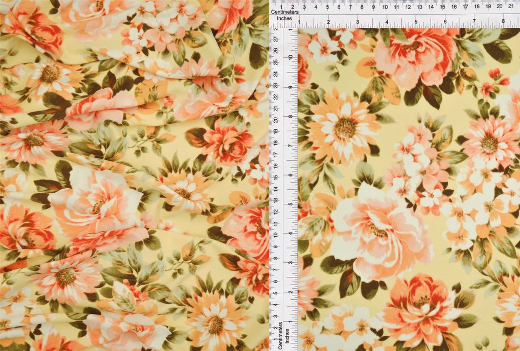 KNT2100-MS10181 / YELLOW LT / 96%POLY 4%SPAN DTY BRUSH FLORAL/FLOWER
