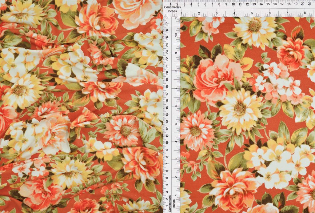KNT2100-MS10181 / RUST / 96%POLY 4%SPAN DTY BRUSH FLORAL/FLOWER