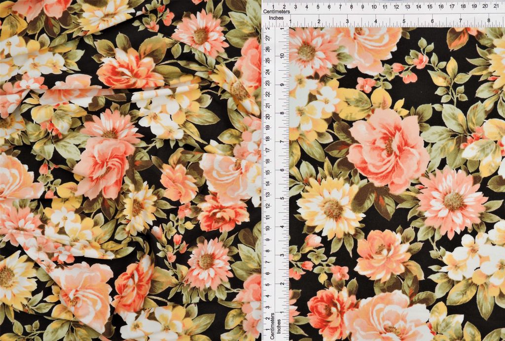 KNT2100-MS10181 / BLACK / 96%POLY 4%SPAN DTY BRUSH FLORAL/FLOWER