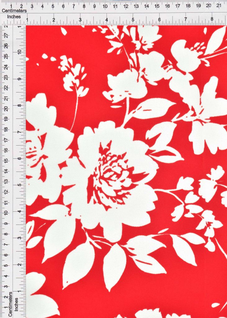 KNT3971-Q11028 / RED/WHT / 95%POLY 5%SPAN TECHNO CREPE FLOWER/FLORAL PRINT