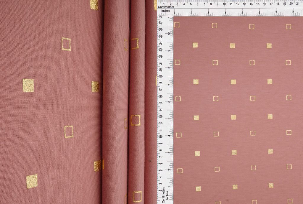KNT3865-MS10117 / ROSE/GOLD FOIL / 83%P 14.5%R 2.5%SP FRENCH TERRY GEO FOIL PRINT