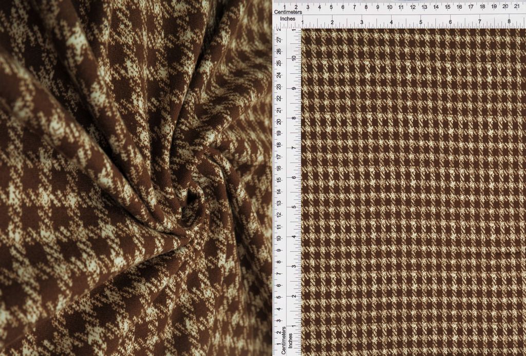 KNT2100-MS10218 / BROWN / 96%POLY 4%SPAN DTY BRUSH PLAID/CHECKER