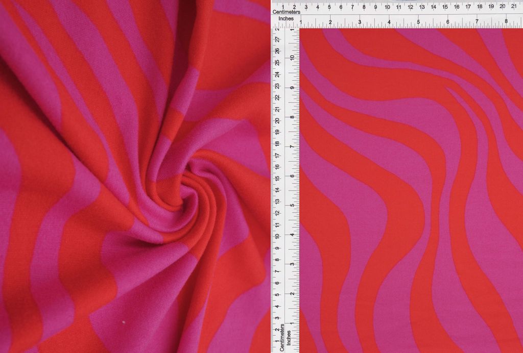 KNT2100-MS10129 / RED/FUCHSIA / 96%POLY 4%SPAN DTY BRUSH ZEBRA/ANIMAL