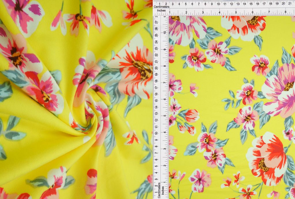 KNT2100-MS10220 / YELLOW NEON / 96%POLY 4%SPAN DTY BRUSH FLORAL/FLOWER
