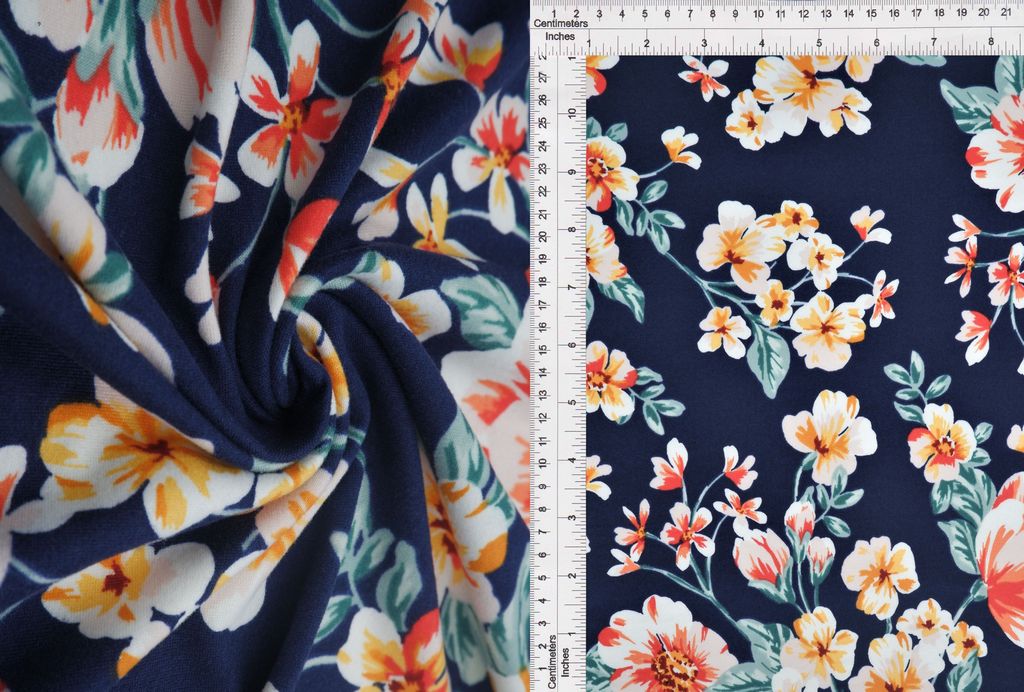 KNT2100-MS10220 / NAVY / 96%POLY 4%SPAN DTY BRUSH FLORAL/FLOWER