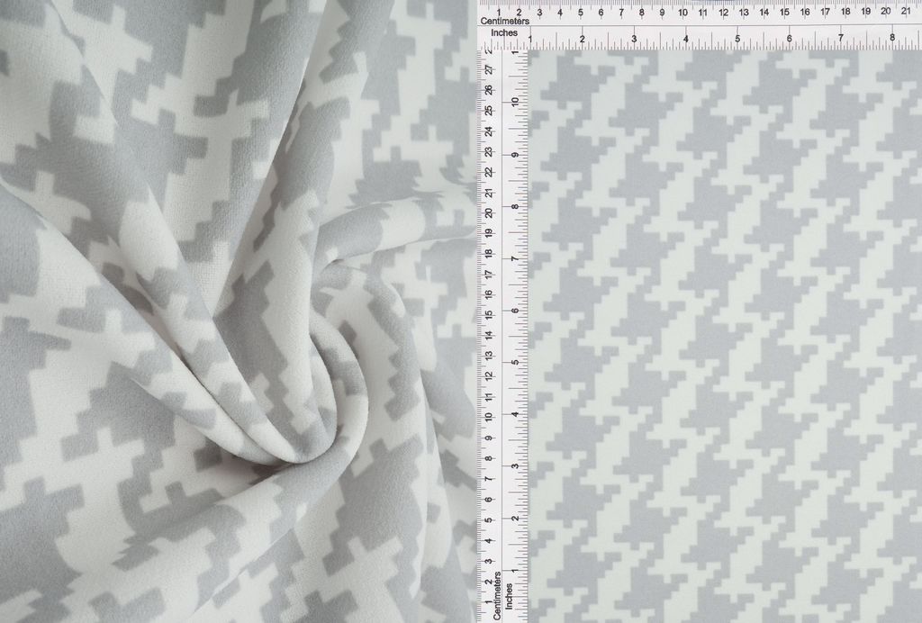 KNT3971-DU489 / GREY/WHT / 95% Poly 5% Span Techno Crepe Houndstooth Print