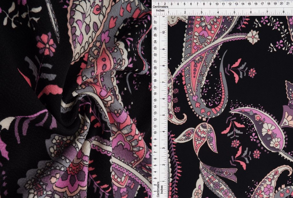 KNT3225-Q10504 / BLACK/PINK 1 / 97%POLY 3%SPAN LIVERPOOL PAISLEY/FLORAL PRINT