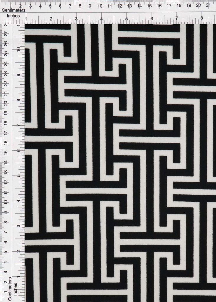 KNT3971-Q10705 / BLK/IVORY / 95%POLY 5%SPAN TECHNO CREPE GEO PRINT