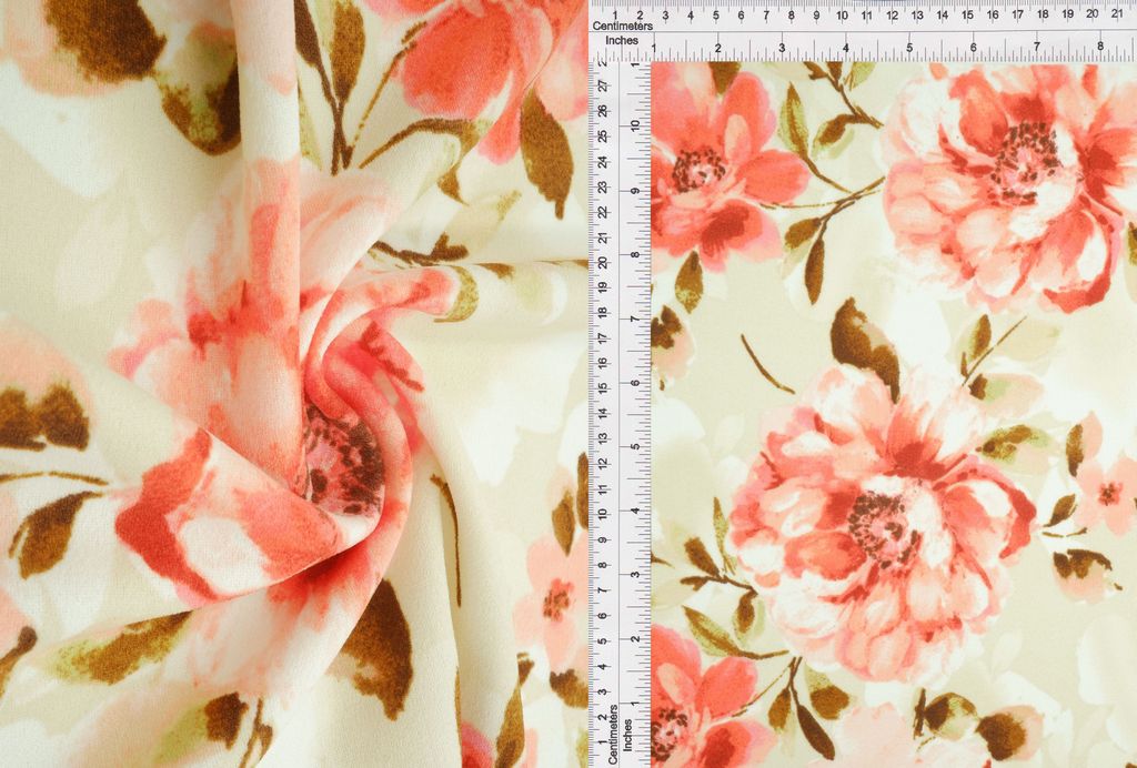 KNT3971-MS10196 / SAND / 96%POLY 4%SPAN TECHNO CREPE FLORAL/FLOWER