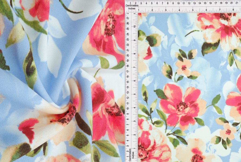 KNT3971-MS10196 / CHAMBRAY / 96%POLY 4%SPAN TECHNO CREPE FLORAL/FLOWER