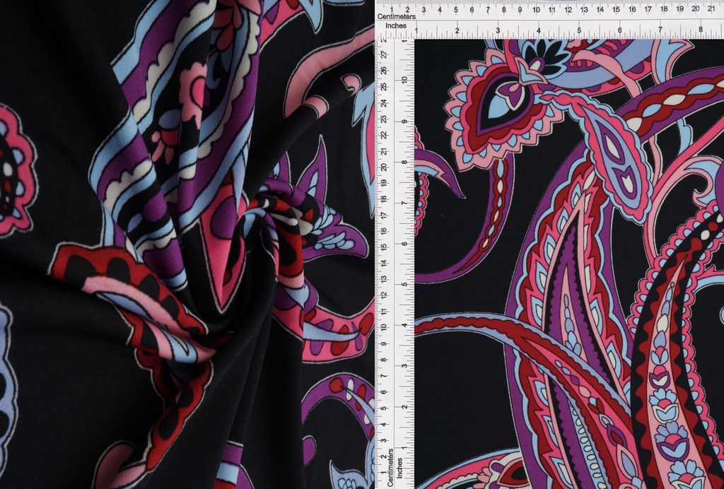 KNT1389-Q20703 / BLK/PINK / 96%POLY 4%SPANDEX DTY PAISLEY PRINT