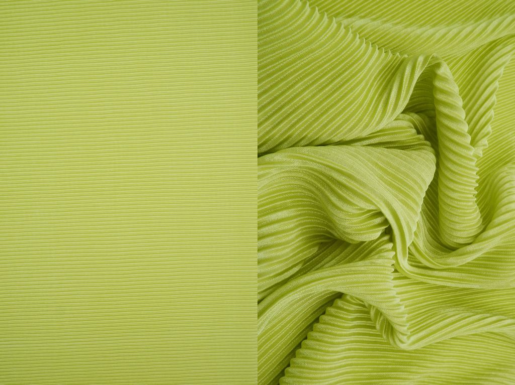KNT3696 / LIME / 100%POLY BODRE FABRIC/INTERLOCK PLEATED