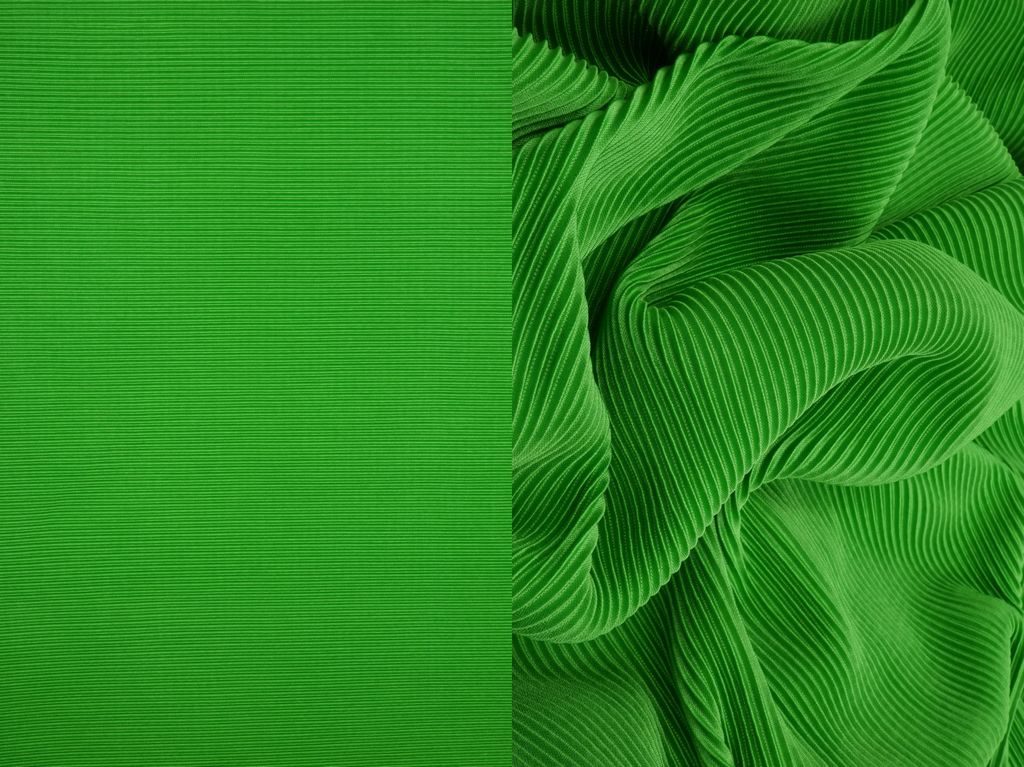 KNT3696 / GREEN / 100%POLY BODRE FABRIC/INTERLOCK PLEATED
