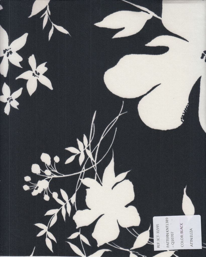 KNT1389-Q10707 / BLACK / 96% POLY 4% SPANDEX DTY FLORAL PRINT