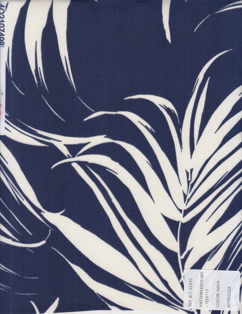 KNT1389-Q10715 / NAVY / 96%POLY 4%SPAN DTY TROPICAL PRINT