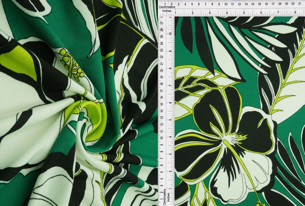 KNT1389-Q01006 / GREEN/LIME / 96%POLY 4%SPANDEX DTY FLORAL/FLOWER PRINT
