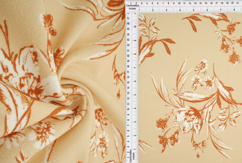 KNT3971-MS11058 / SAND / 95%POLY 5%SPAN FLORAL/FLOWER TECHNO CREPE PRINT