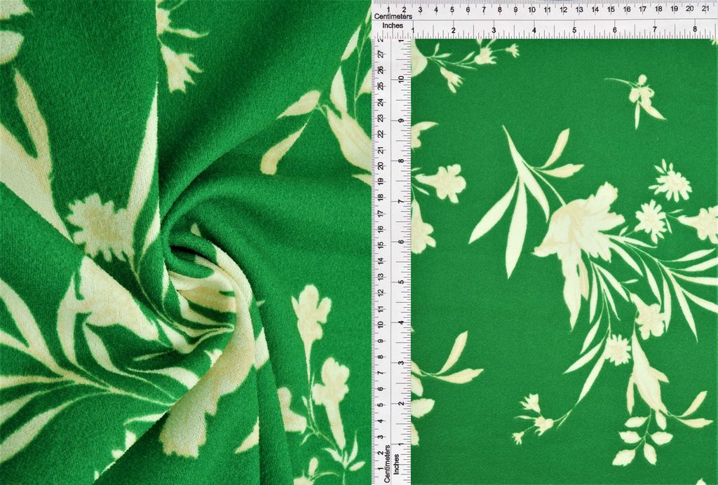 KNT3971-MS11058 / GREEN / 95%POLY 5%SPAN FLORAL/FLOWER TECHNO CREPE PRINT