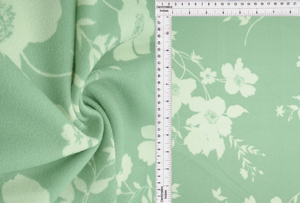 KNT3971-MS11059 / SEAFOAM / 95%POLY 5%SPAN FLORAL/FLOWER TECHNO CREPE