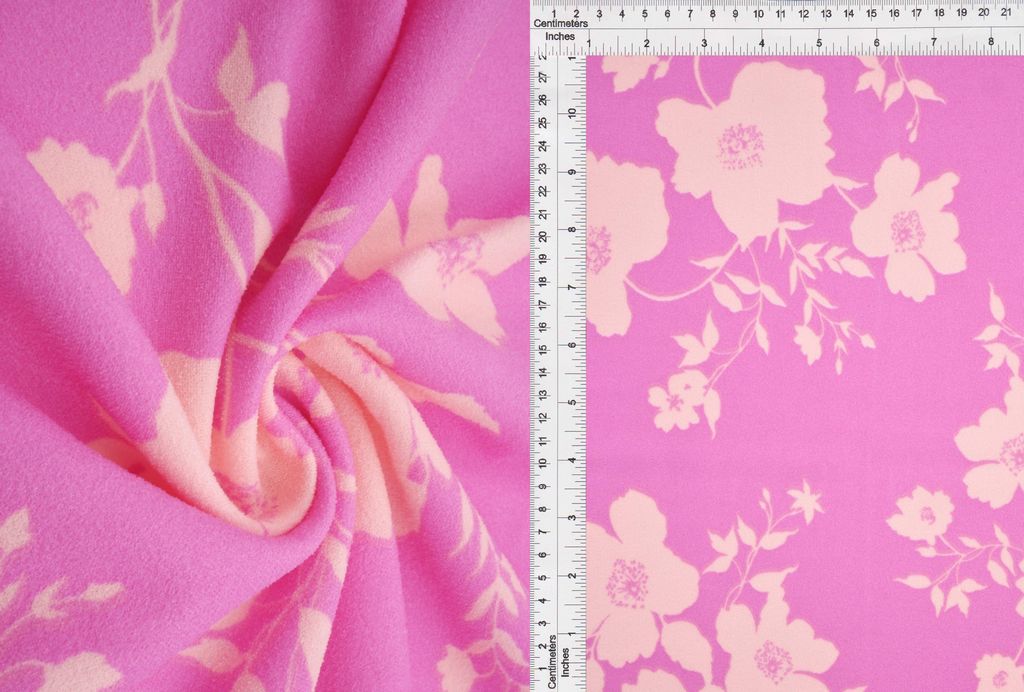 KNT3971-MS11059 / PINK CANDY / 95%POLY 5%SPAN FLORAL/FLOWER TECHNO CREPE