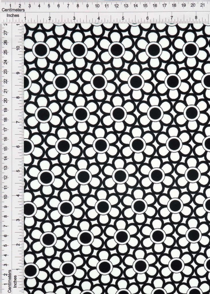 KNT1389-MS11021 / IVORY/BLACK / 96%POLY 4%SPANDEX DTY GEO/FLOWER PRINT