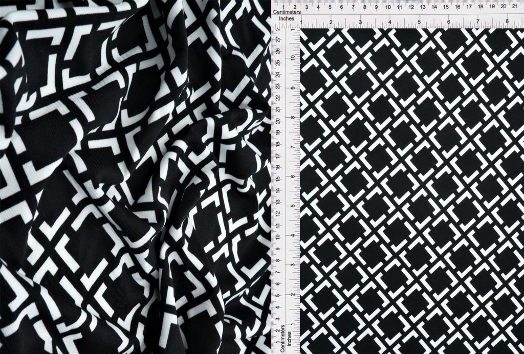 KNT1389-MS10186 / BLACK / 96%POLY 4%SPANDEX DTY GEO PRINT