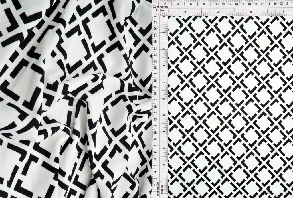 KNT1389-MS10186 / IVORY / 96%POLY 4%SPANDEX DTY GEO PRINT