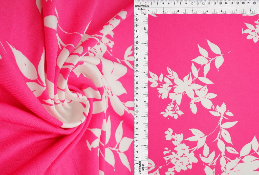 KNT1389-MS11055 / PINK HOT / 96%POLY 4%SPAN DTY FLORAL/FLOWER