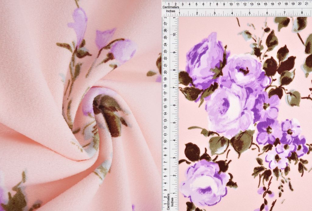 KNT3971-Q11008 / PINK/LAVENDER / 95%POLY 5%SPAN TECHNO CREPE FLOWER/FLORAL PRINT