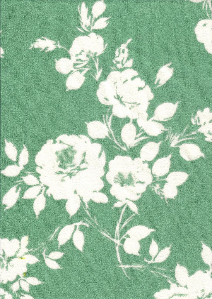 KNT3971-MS11057 / SEAFOAM / 95%POLY 5%SPAN FLORAL/FLOWER TECHNO CREPE