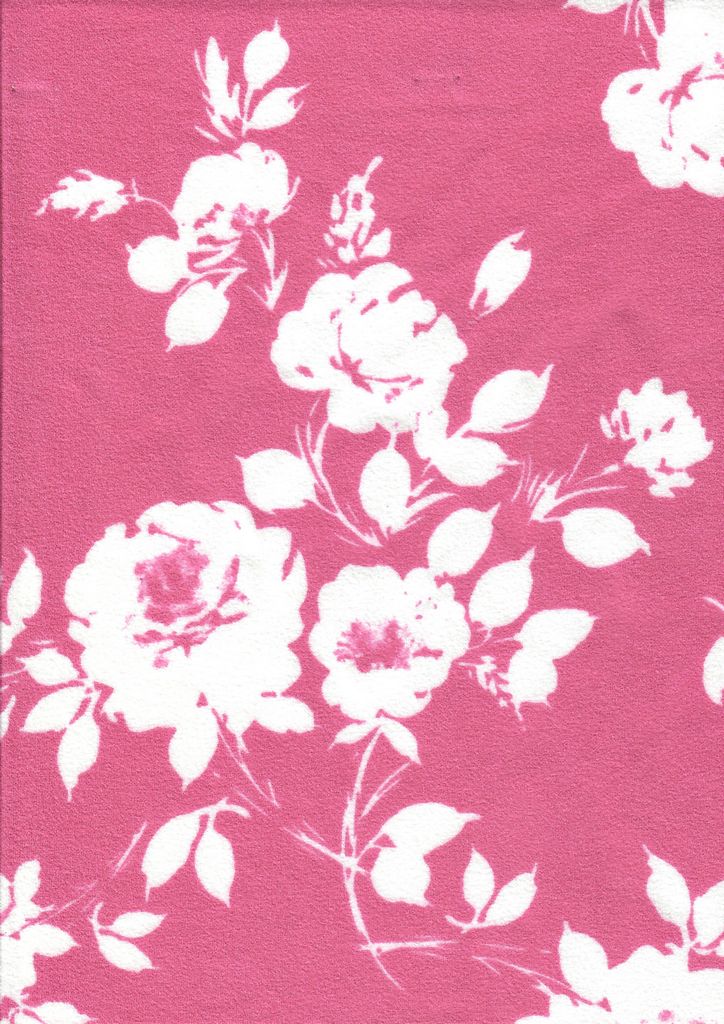 KNT3971-MS11057 / PINK HOT / 95%POLY 5%SPAN FLORAL/FLOWER TECHNO CREPE